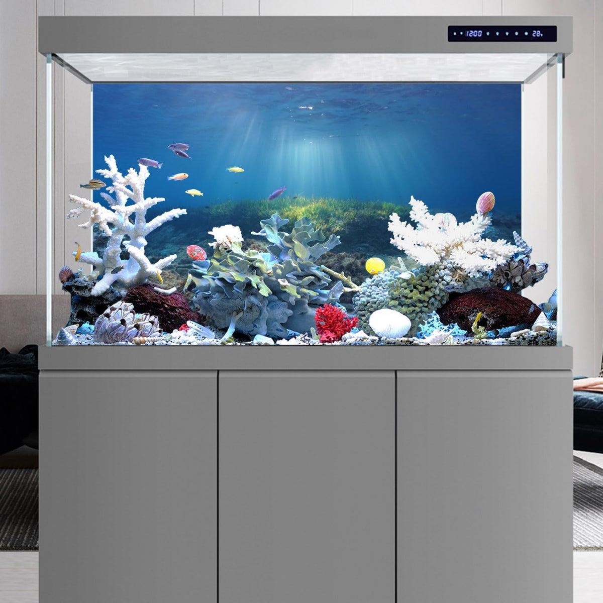 Ocean Floor Fish Tank Backdrop Underwater Stone Aquarium Backdrop - 48x18in/120x45cm - image 4