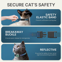AirTag Cat Collar, Reflective Breakaway Collar - Cyan Blue / Small(9-13inch) - image 3