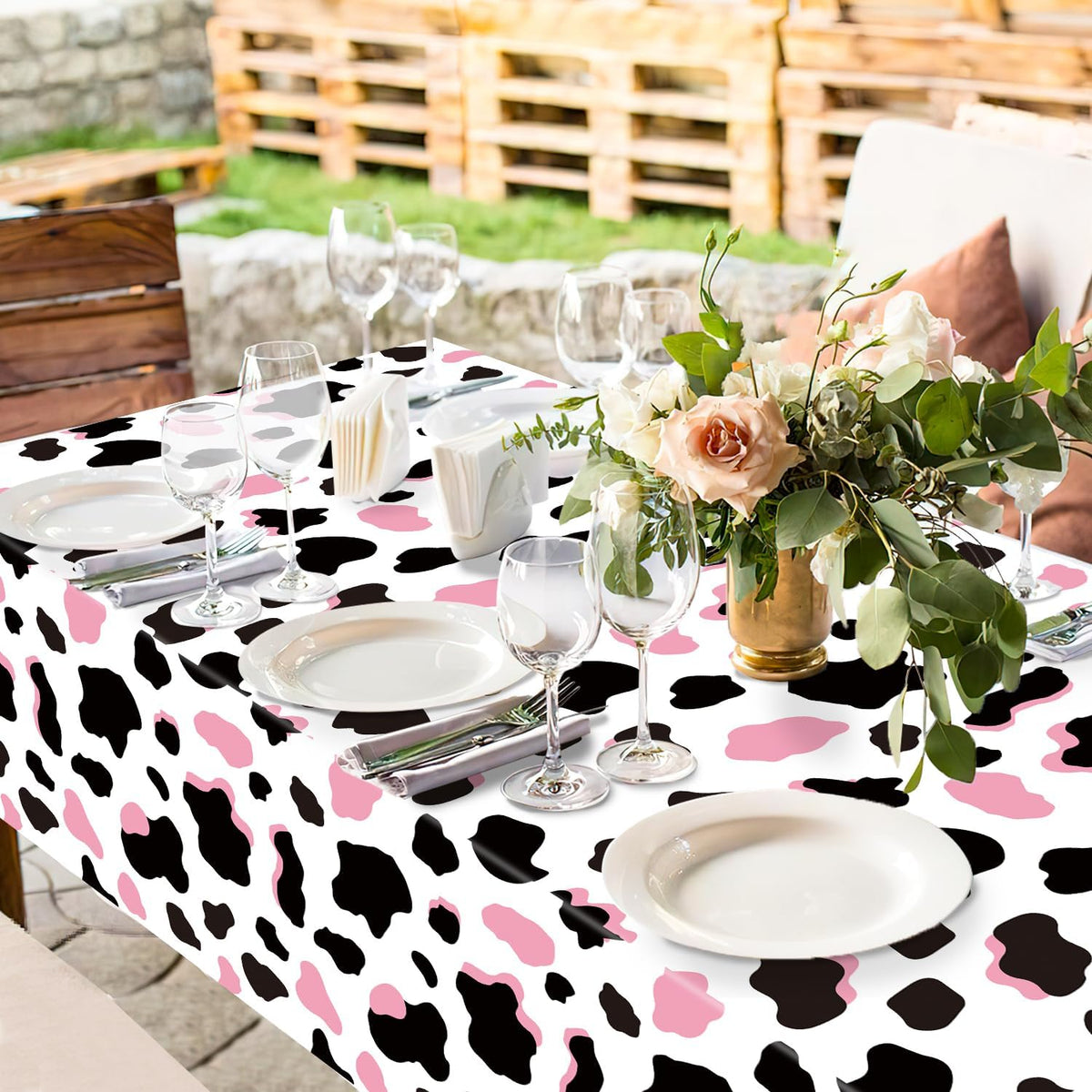 LINHAXM 3 Pack Brown Wood Grain Tablecloths - Cowgirl - image 4