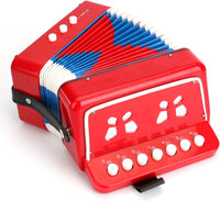Tosnail small red accordion with 10 keys and buttons for beginners