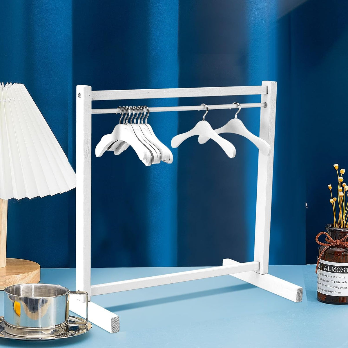 1 Set Doll Garment Rack with 10 Pcs Hangers Clothes Organizer - White / 22 - image 4