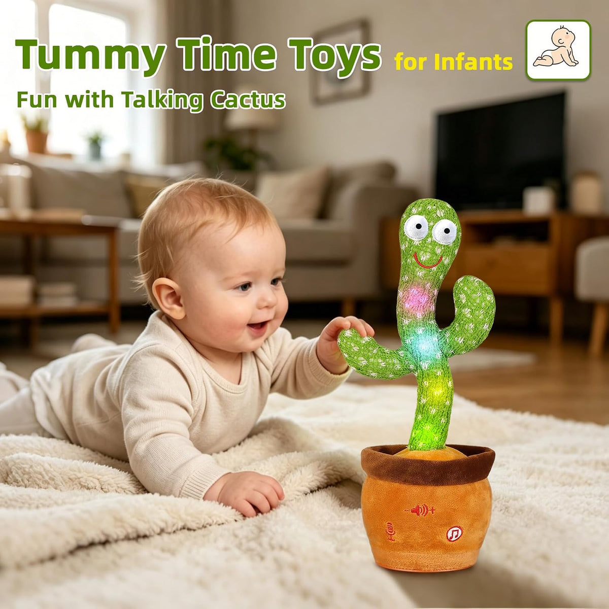 Emoin Adjustable Volume Control Dancing Cactus Toy Talking Cactus Toy - A-Dancing Cactus Mimicking - image 2