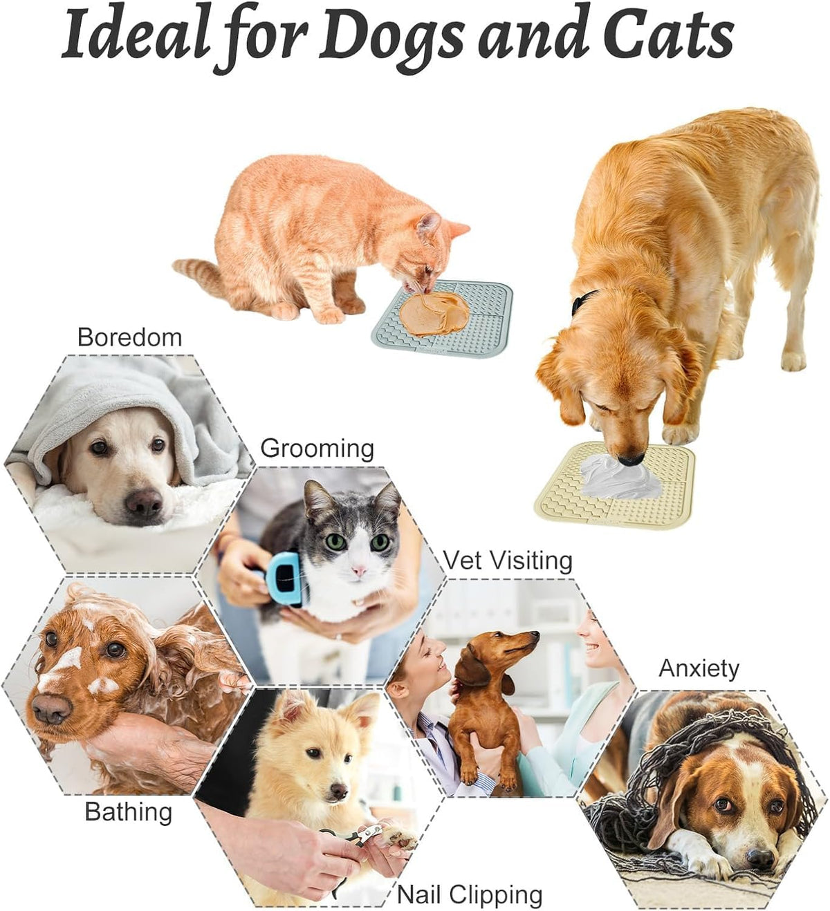 MateeyLife Lick Mat for Dogs & Cats - Gray&Beige / 6"x6" - image 4