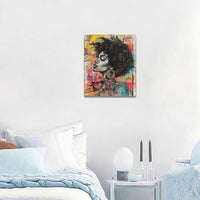 Quorin African American Wall Art Banksy Graffiti Black Woman Pictures Black Girl Wall Decor Canvas Print Painting Artwork for Bathroom Living Room Bedroom 20"x24"