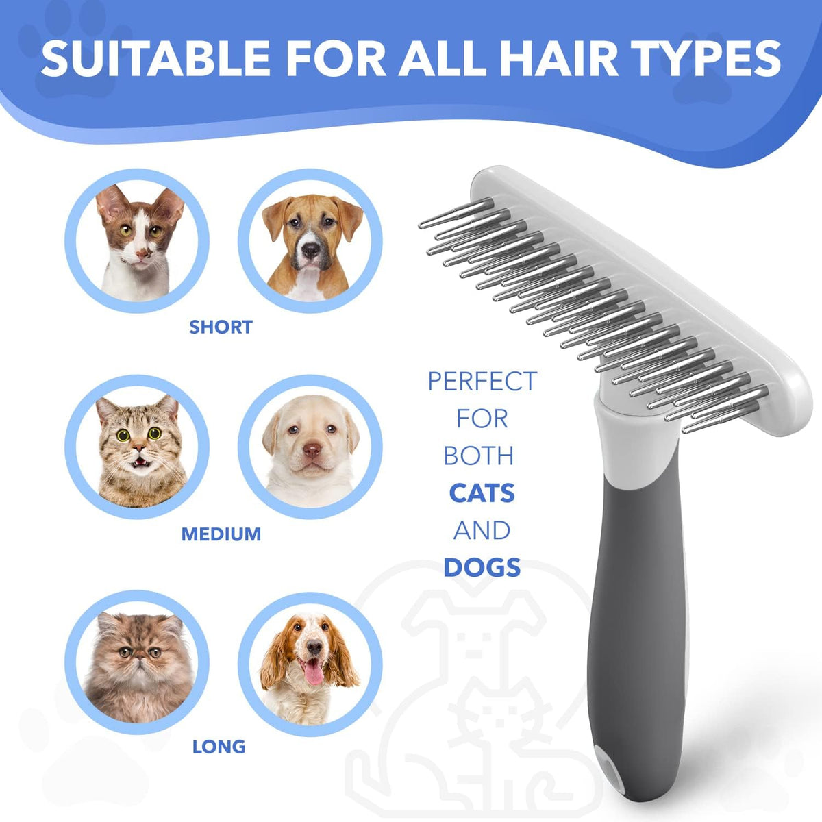 DOGI Deshedding Brush, Undercoat Rake for Dogs, Cats, Matted - White - image 3