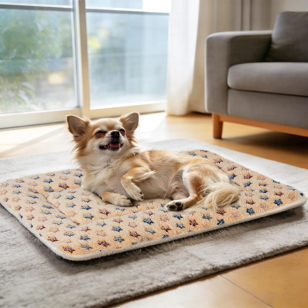 Mora Pets Cat Bed Ultra Soft Dog Crate Pad Star Print 14 x 17.5 inch - 24-Inch / Brown - image 2