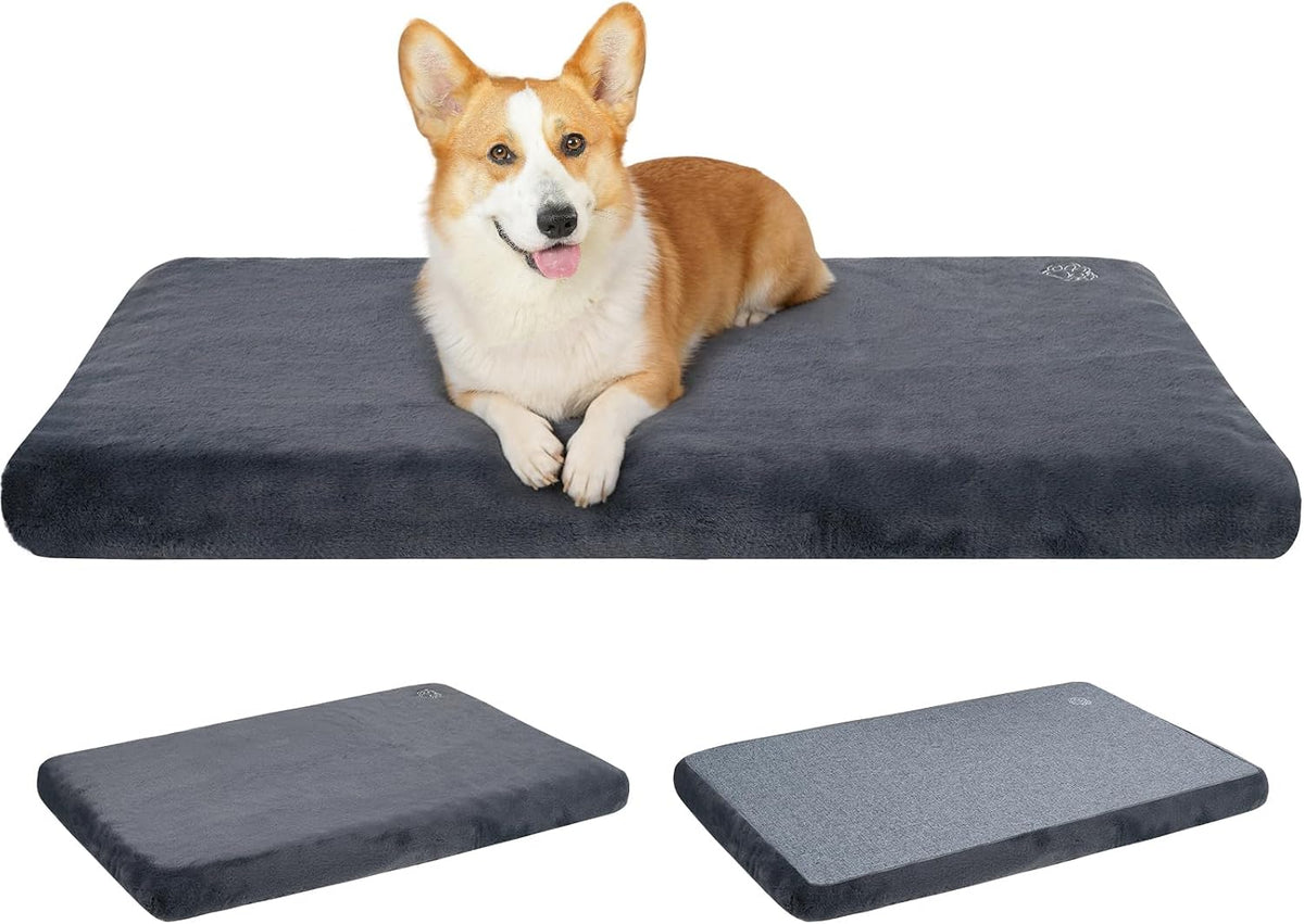 EMPSIGN Dog Bed Mat Crate Pad Mattress, Ultra Soft Pet Kennel - Grey / M(29"*18"*3")