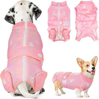 Lukovee Recovery Suit for Dogs, Zipper-On Onesie for Female Male Dog, Abdominal Wounds Cone E-Collar Alternative, Prevent Licking Spay (X-Large, A-Pink)