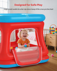 QPAU 3-in-1 Inflatable Bounce House with Pump for Toddlers 1-3 – Fun for Kids & Family - Blue & Red - image 4