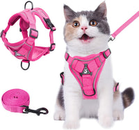 Wanheart cat Chest Harness and Leash - rose red / M:6.6-9.9lb