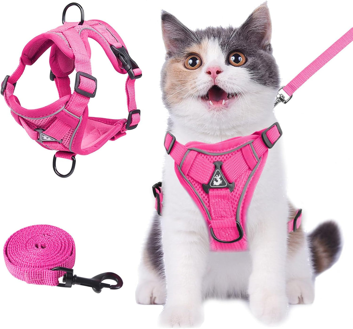 Wanheart cat Chest Harness and Leash - rose red / M:6.6-9.9lb