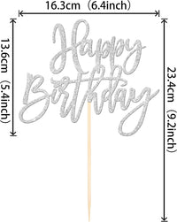 ZHUOWEISM 1 PCS Gold Happy Birthday & Anniversary Cake Topper – Fun for Kids & Family - Silver - image 2
