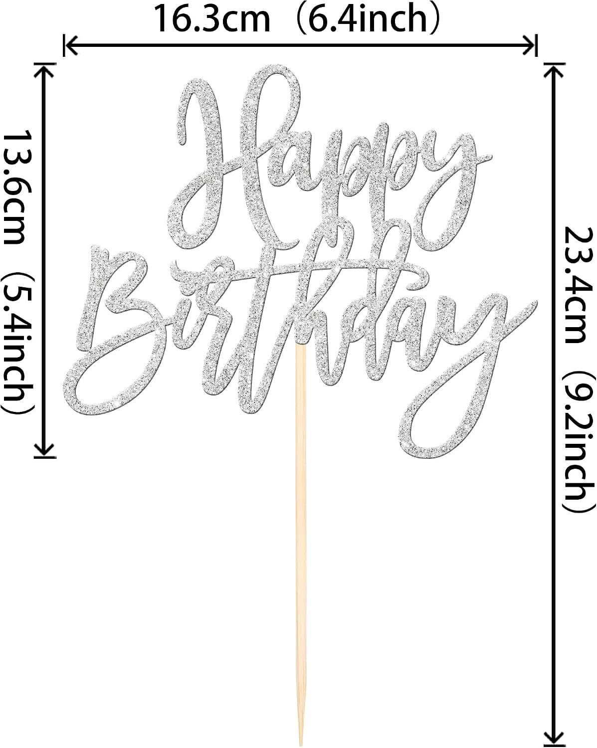 ZHUOWEISM 1 PCS Gold Happy Birthday & Anniversary Cake Topper – Fun for Kids & Family - Silver - image 2