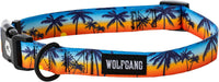 Wolfgang Heavy Duty, Adjustable Dog Collar with Quick Release Nylon Buckle for Walking & Training - Medium (1 Inch x 12-18 Inch) / SunsetPalms Print