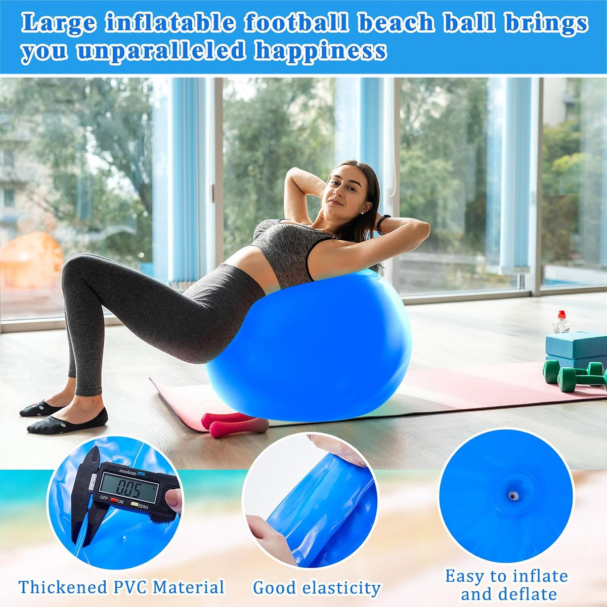 Jenaai giant inflatable bouncy balls in red and blue, 30 inches across - view 25