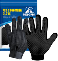 Pet Hair Removal Glove with 255 Silicone Tips for Dogs & Cats - Black