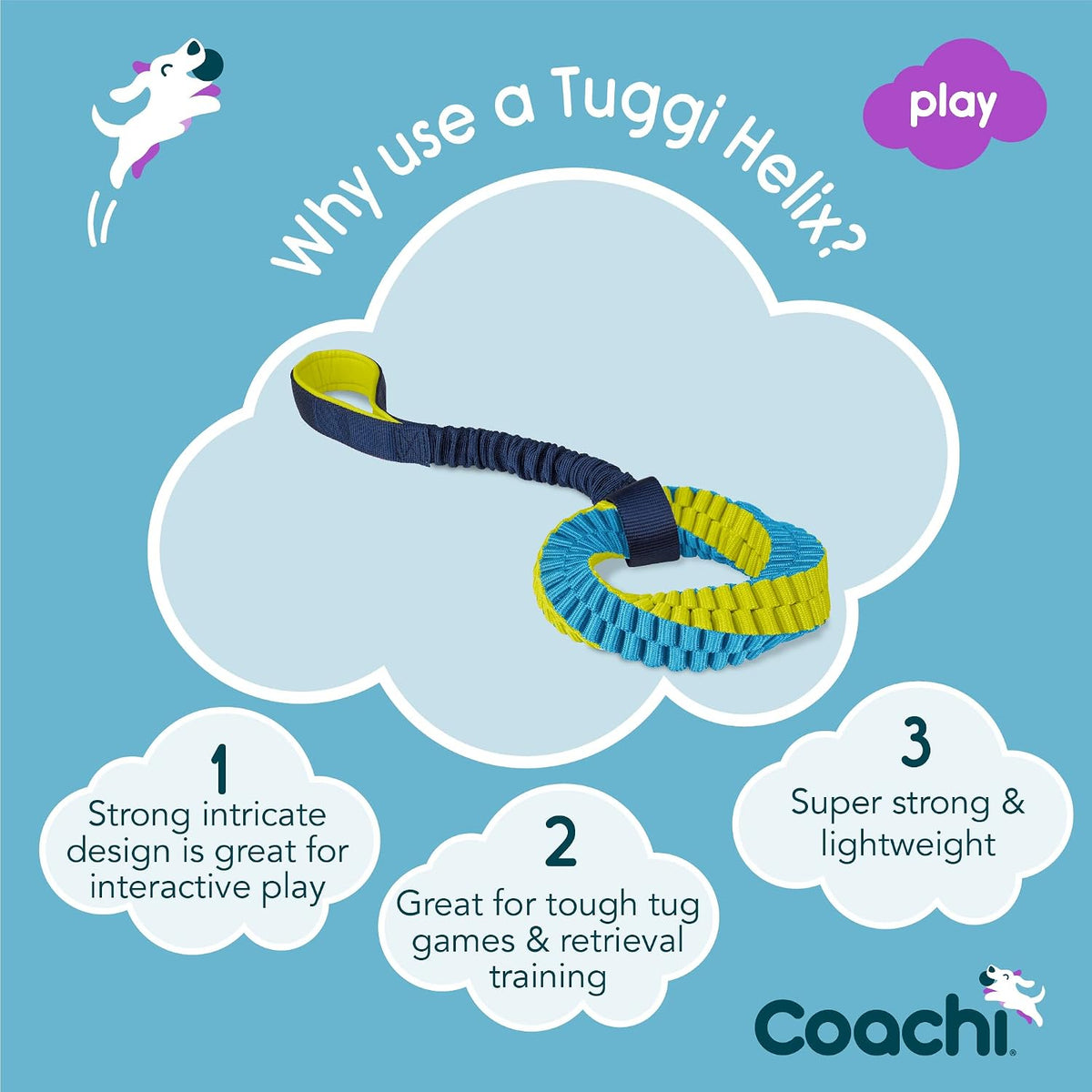 Coachi Tuggi Tug, Interactive Dog Toy for Tug of War & Play - Tuggi Helix - image 2