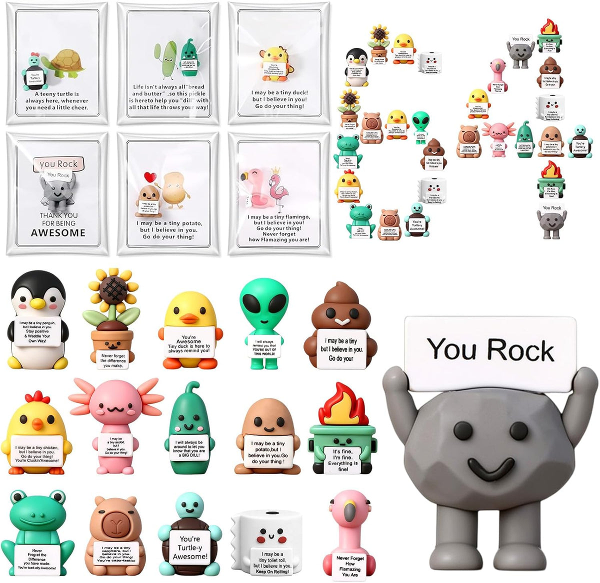 Gejoy 48 mini rubber positive figures with cards, potato, pickle, duck and flamingo - view 3