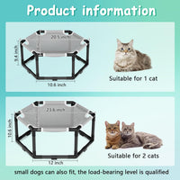 Elevated Cat Hammock Bed, Hexagon Raised Cat Swing Bed Chair Cot – Essentials for Cats - M: 20.5'' x 18'' x 9.4'' / Grey - image 3