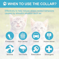 4 Pcs Cat Calming Collar Adjustable Lavender Scent Relaxing Cat Collar with 2 Pendant for Puppies Reduce Stress Aggression Anxious, up to 15 Inches(Grey, Silver)