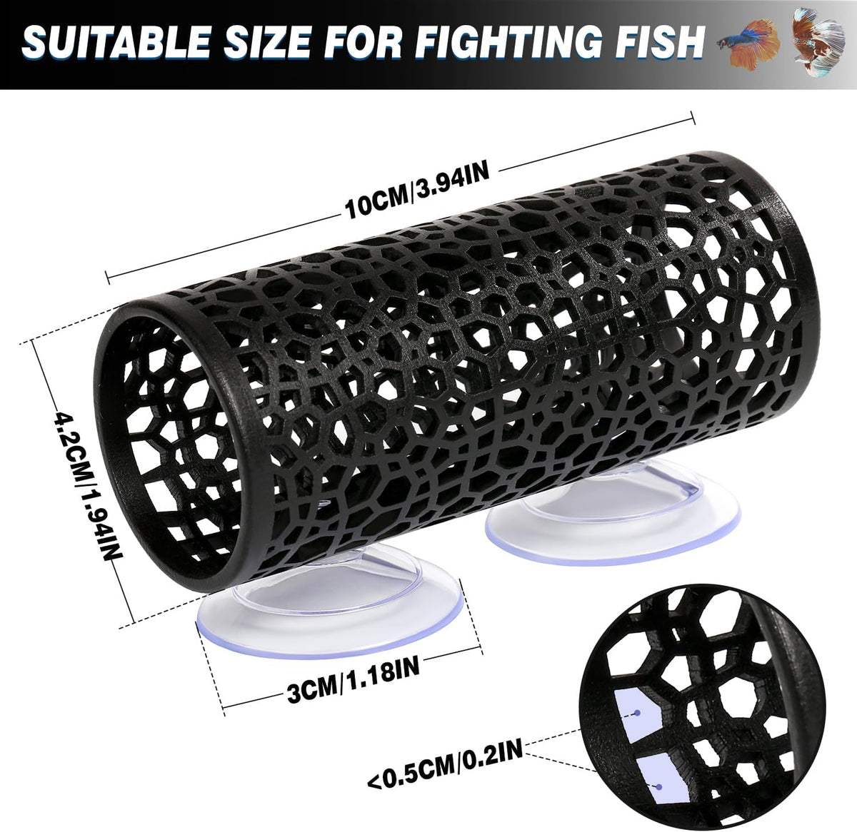 Abizoo Betta Fish Tunnel & Reptile Hide - Black - image 3