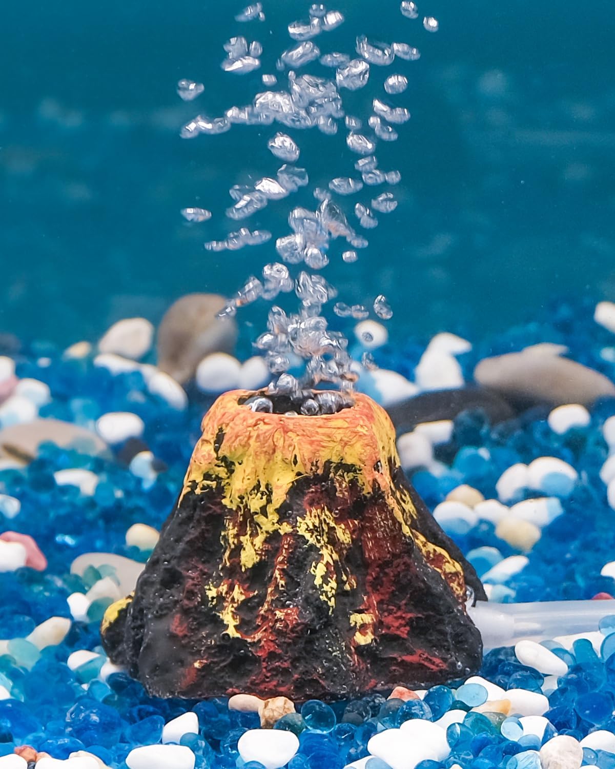 Uniclife Aquarium Volcano Ornament Kit Fish Tank Decoration Mini - Yellow / Mini