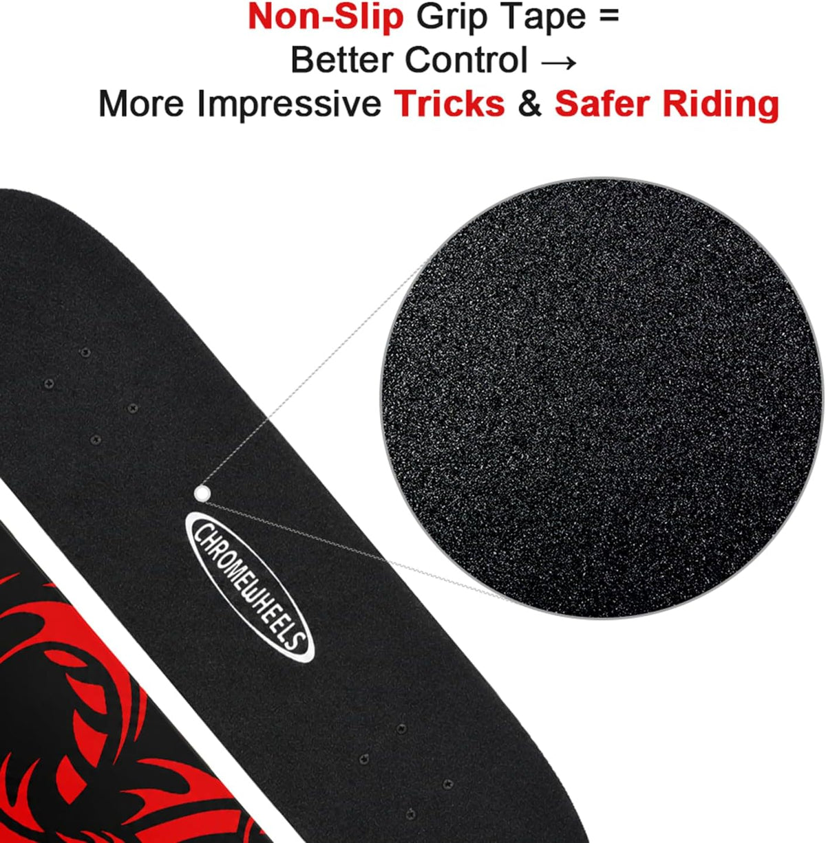 ChromeWheels 31 inch Skateboard Double Kick Skate Board Cruiser - Red - image 3