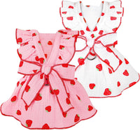 Dog Dresses for Small Dogs Girl Female Dog Cat Clothes Dress Cute - Pink and white / Medium (suggest 6.5-8.5 lbs)