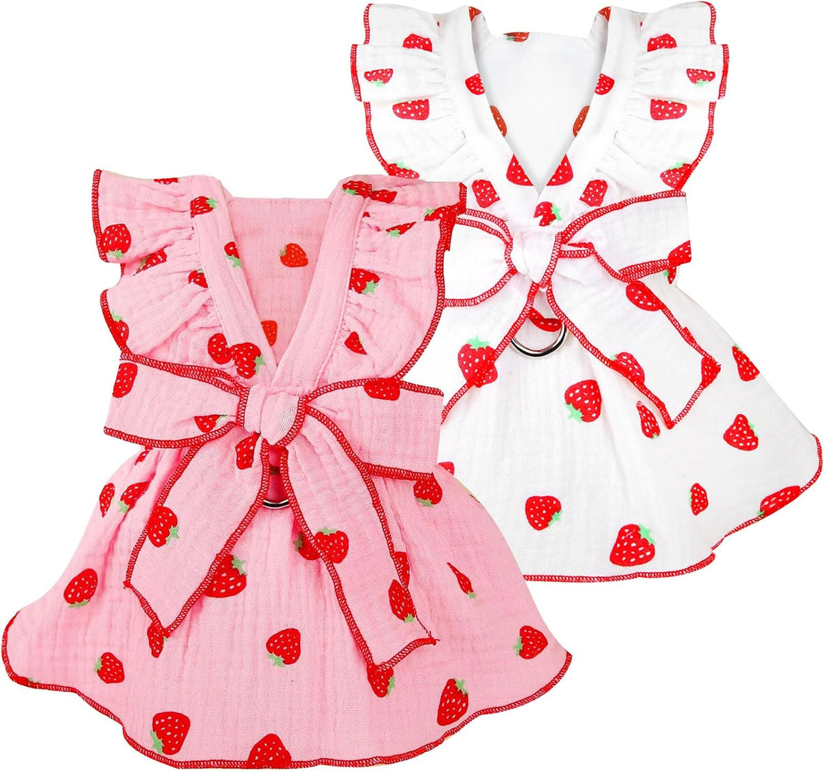 Dog Dresses for Small Dogs Girl Female Dog Cat Clothes Dress Cute - Pink and white / Medium (suggest 6.5-8.5 lbs)