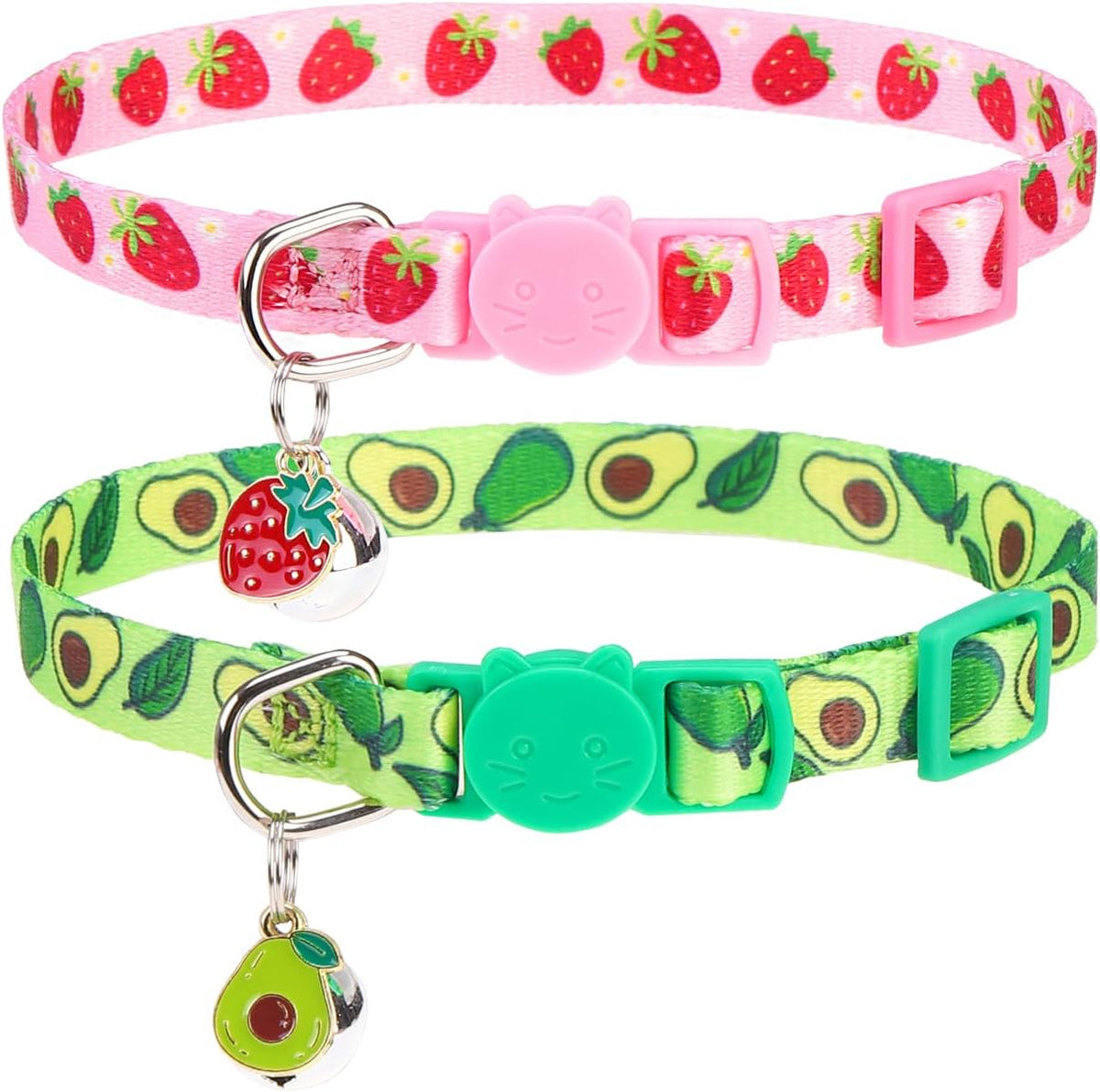 PUPTECK Halloween Cat Collar Breakaway with Bells, Kitten Outfit – Essentials for Cats - Pink&Green / NECK (7.87"-11.8")