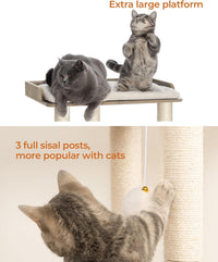Modern Cat Tree for Large Cats, Full Sisal Cat Scratching Post – Essentials for Cats - Greige / 19.7"L x 13.4"W x 22"H - image 4