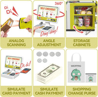 Kids Cash Register Playset, Calculator, Scanner, Ages 3+ - Green - image 4
