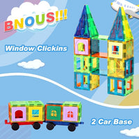 Magnetic Tiles,104PCS Magnetic Building Tiles for Kids, Educational Magnetic Stacking Blocks, Magnets Construction Toys, Christmas Toy Gift for Toddlers,Kids Boys and Girls 3 4 5 6 7 8 9+Year