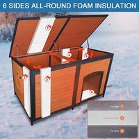 Extra Large Dog House Outdoor 59.1" L Outside Insulated Dog Kennel Weatherproof Winter, 6 Sides All-Round Foam for Small Medium Large Extra Large Dogs, Strong Metal Chew Proof Frame Window