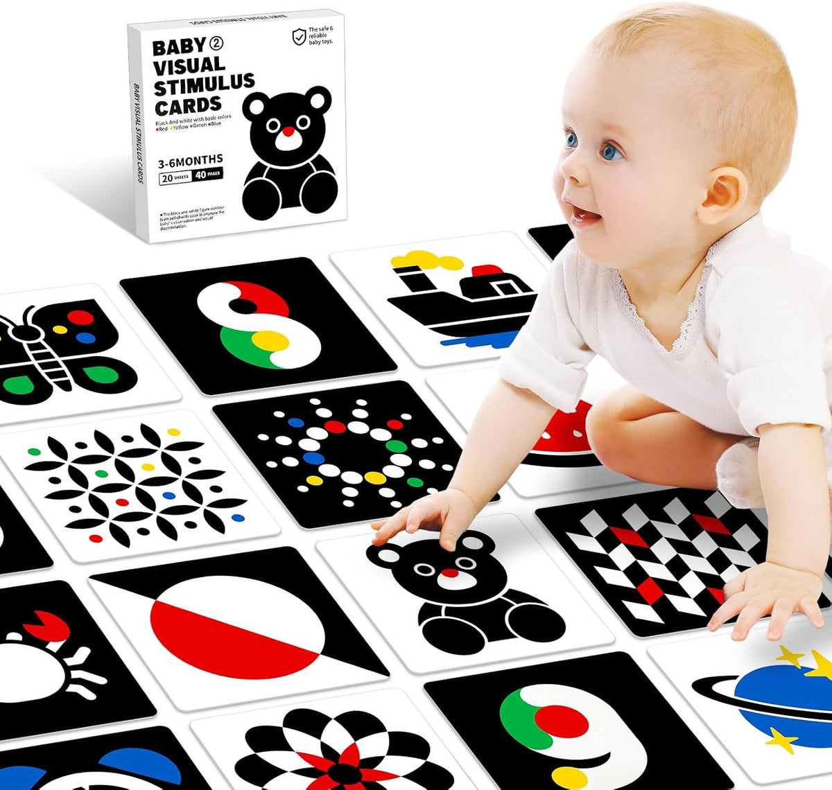 High Contrast Black and White Baby Cards for Newborns 0-3 Months – Fun for Kids & Family - 3-6 Months