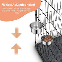 2 Pcs Stainless Steel Small Dog Crate Food Water Bowl - L (84 & 44 OZ) / Silver - image 4