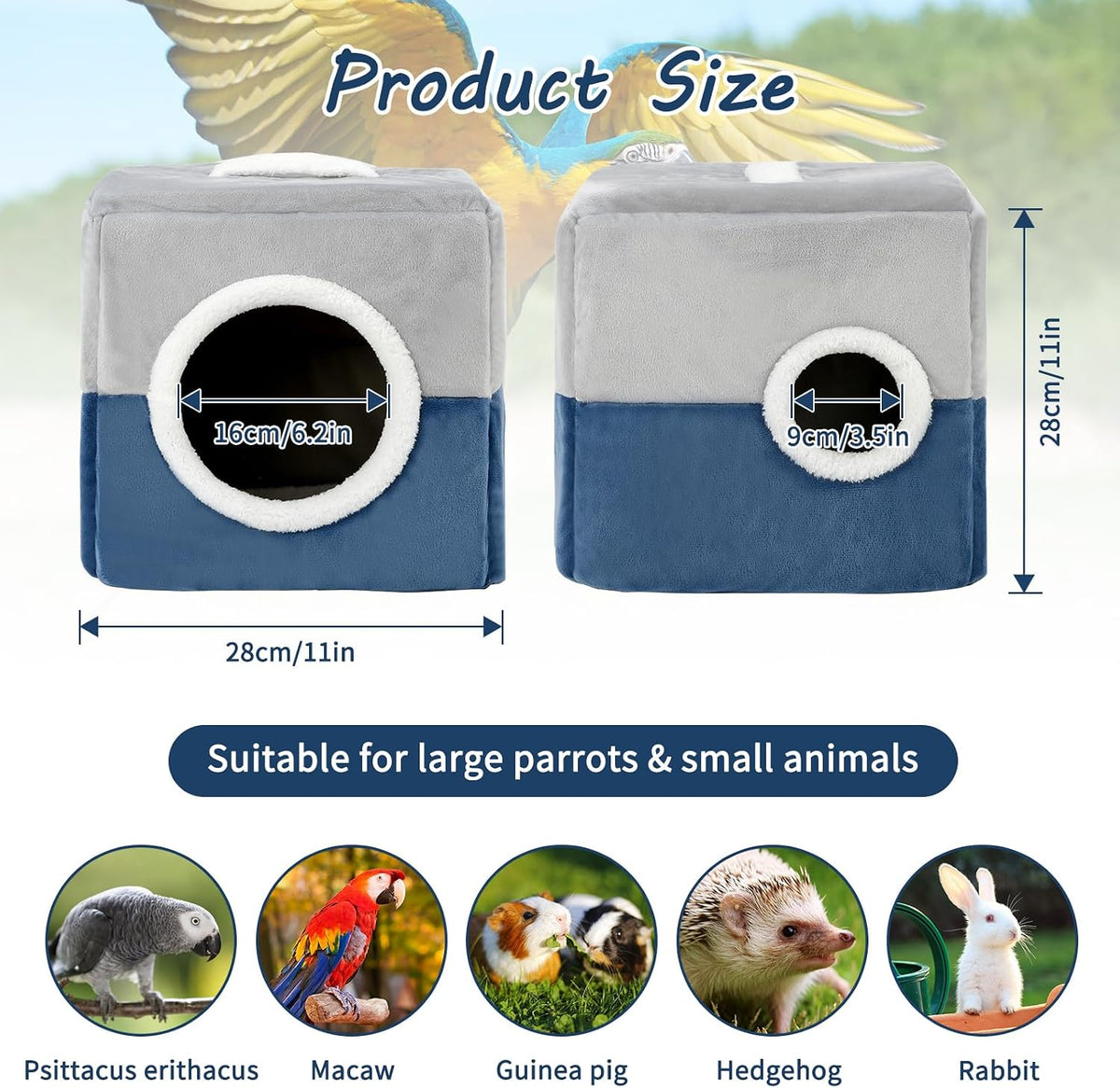 Parrot House Bird Nest, Hanging Bird Bed Snuggle Hut - Blue coffee color - image 2