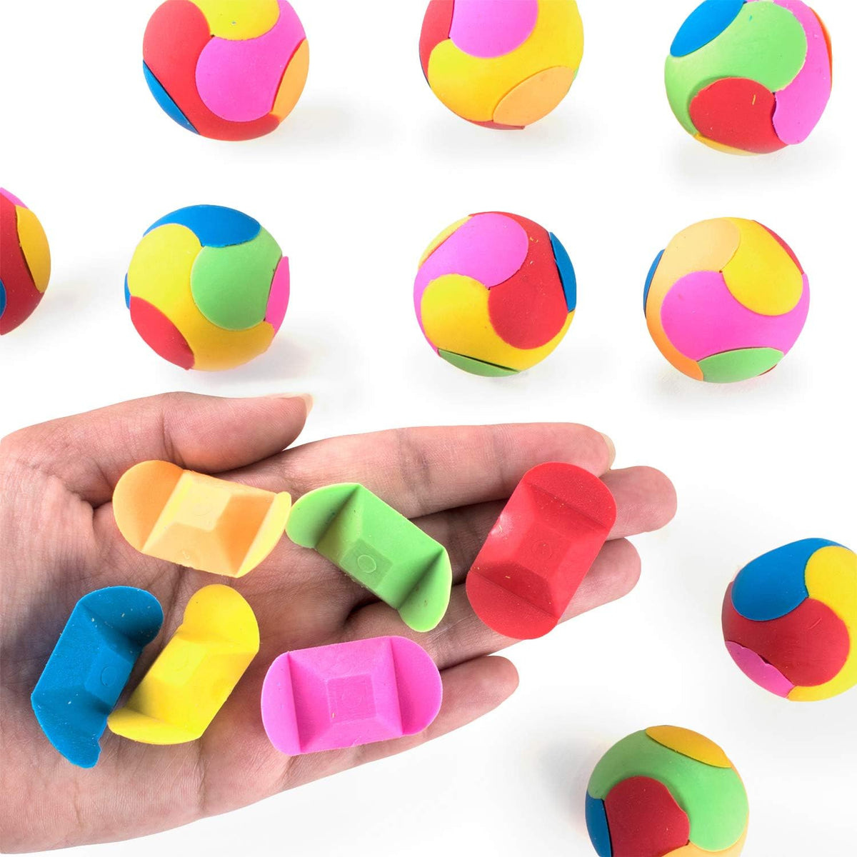 Super Z Outlet 12 Pack Colorful Puzzle Erasers Miniature Pencil - Round