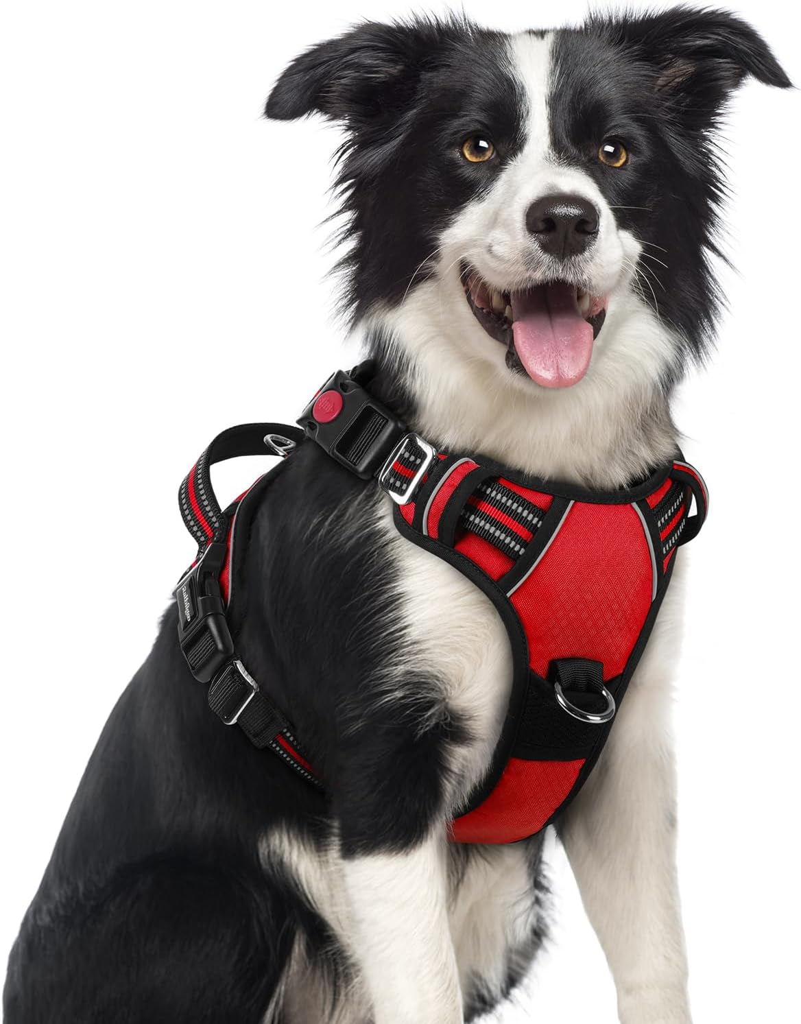 rabbitgoo Dog Harness for Large, No Pull 3 Buckles Easy On & Off – Essentials for Dogs - Red / Medium