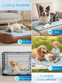 BECEMURU Dog Crate Pad, Cooling Mat for Dogs & Cats - Blue Rectangle / L: 48" L x 28" W x 0.8" TH - image 4