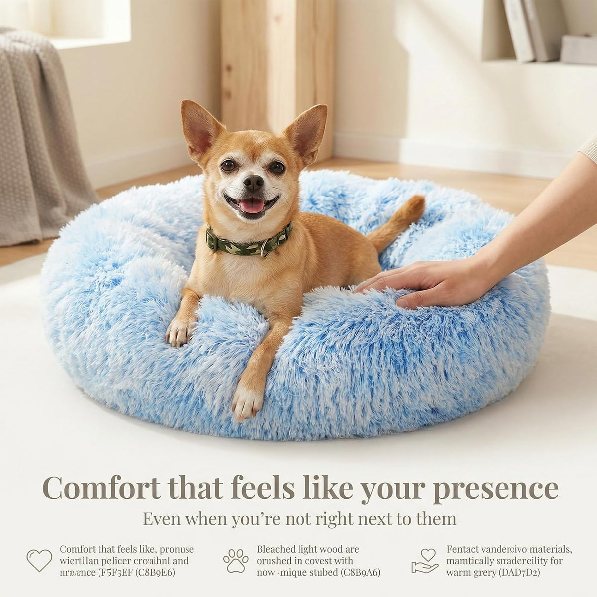 Small Calming Dogs Bed for Small Dogs Anti-Anxiety Machine Washable - Gradient Blue / 19 inches - image 2