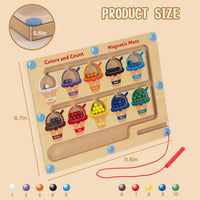WOODENFUN magnetic color number maze, wooden Montessori counting board with magnetic pen and beads - view 14