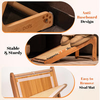 Sisal Cat Scratcher Ramp for Indoor L-Shape Solid Wooden – Essentials for Cats - Large-Fixed - image 3