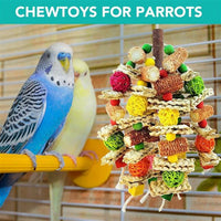 Natural Wood Bird Swing Perch with Decorative Leaves – Essentials for Birds - Colorful / Large - image 4