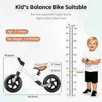 Toddler Balance Bike for 3-5 Year Old 12” No Pedal Training Bike Toys - Bk271-white - image 2