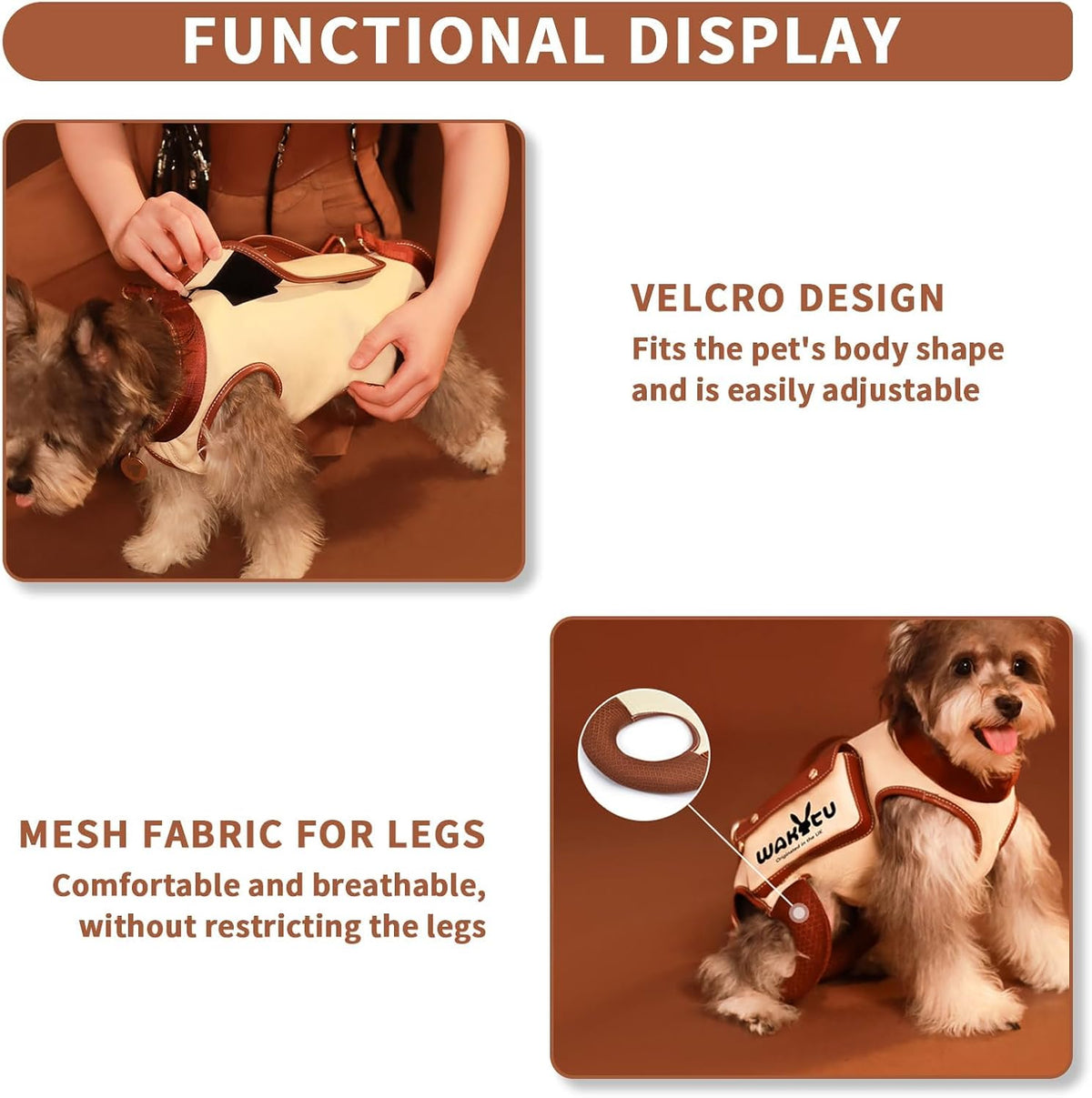 Wakytu Dog Lift Harness Dog Carrier Sling for Small Dogs & Cats - Large(11-16 LBS) / 1.0 White - image 4