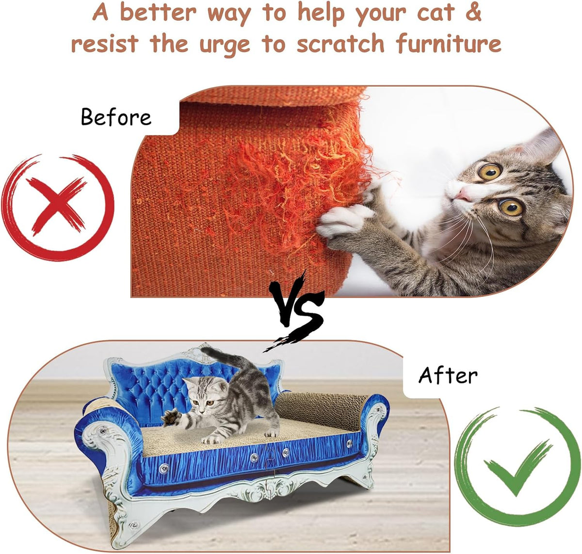 Luxury Cardboard Cat Scratcher Sofa Bed - Blue Crown - image 4