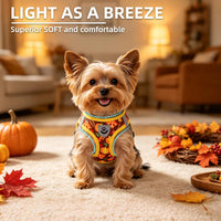 PUPTECK Dog Harness, Collar and Leash Set No Pull for Small Medium Sized – Essentials for Dogs - Brown&Yellow (Fall) / L (CHEST 18"-20") / Patterned Harness Collar and Leash Set - image 3