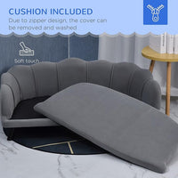 PawHut Velvet Large Dog Couch with Foam Cushion, Soft and Cute Dog Bed with Pearl Design, Dog Sofa for Big and Medium Dogs, Charcoal Gray