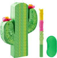 JOYIN Pumpkin Piñata Set, Foldable 10.5 x 16 Inch Jack-O’-Lantern Piñata with Stick and Blindfold - Cactus Pinata Set-3pcs